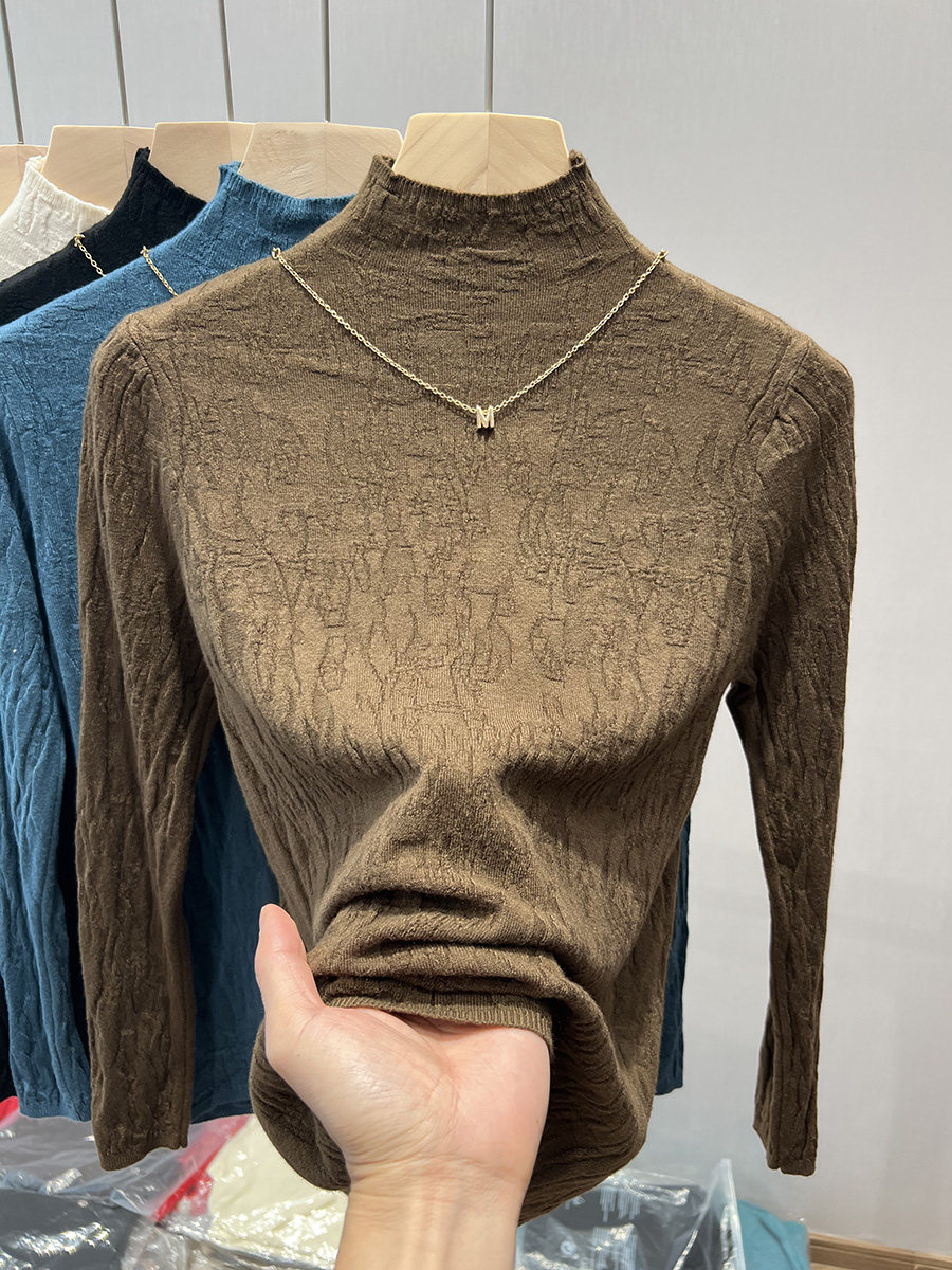 半高领打底衫女内搭春秋2025年新款长袖修身显瘦黑色毛衣针织上衣