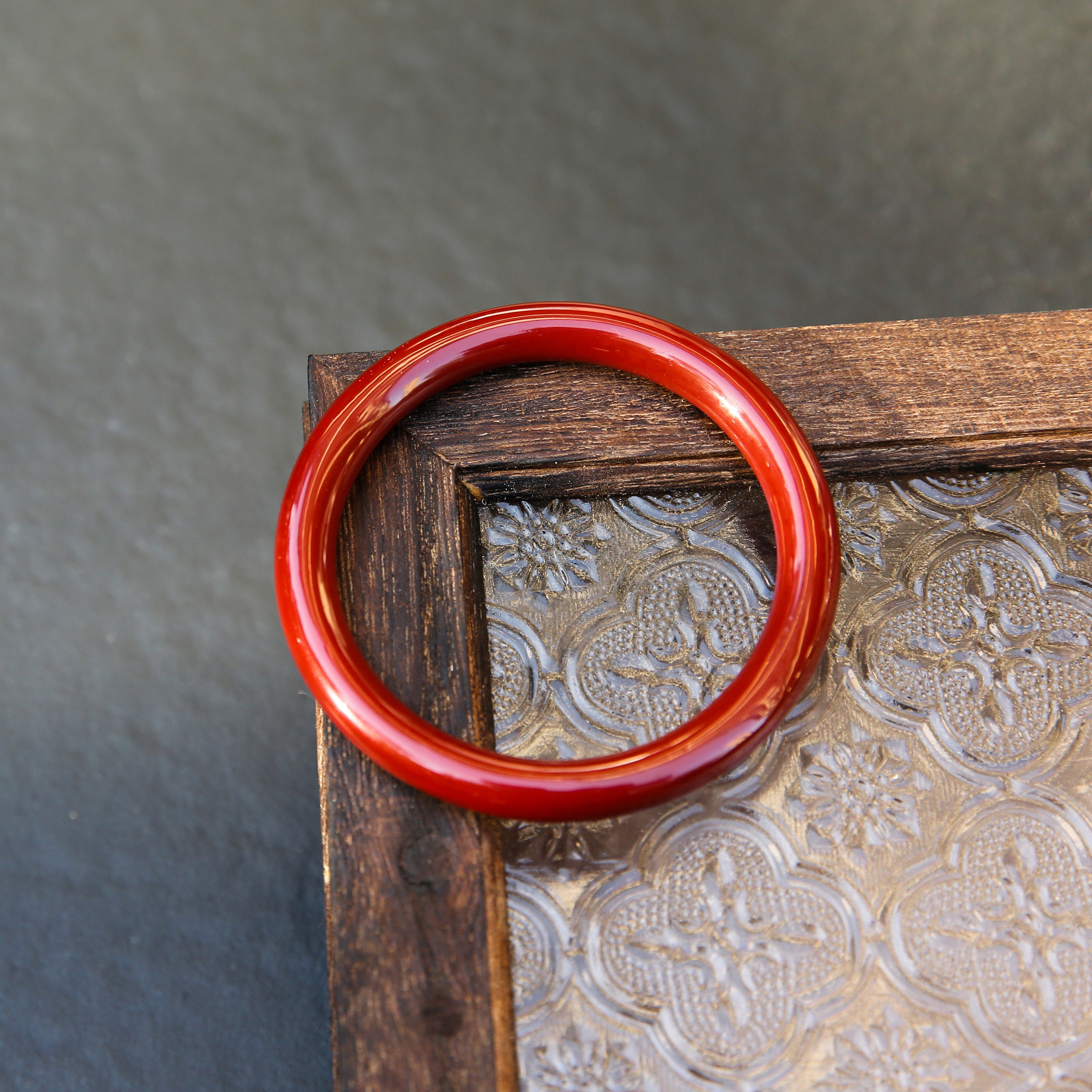 非遗大漆手镯漆器轻奢天然漆器流沙金本命年红色复古女礼物送老外