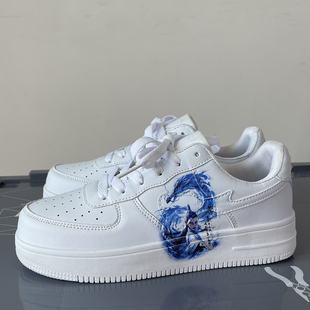 男学生百搭运动滑板鞋 潮牌联名涂鸦小白鞋 子男ins2025新款 国潮鞋