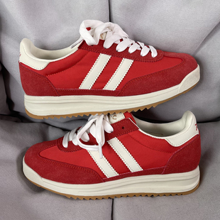 男情侣百搭运动休闲板鞋 国潮男鞋 ins小众复古潮流厚底红色德训鞋