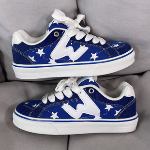 男女情侣百搭休闲运动鞋 国潮男鞋 ins潮牌小众原创蓝白星星滑板鞋