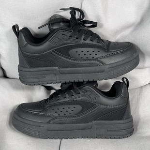 男学生百搭运动休闲板鞋 国潮男鞋 ins潮牌小众复古黑色厚底面包鞋