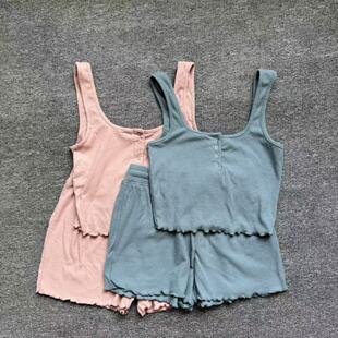 女夏套装 外贸尾货女士夏季 可外穿背心短裤 性感辣妹套装 吊带短裤