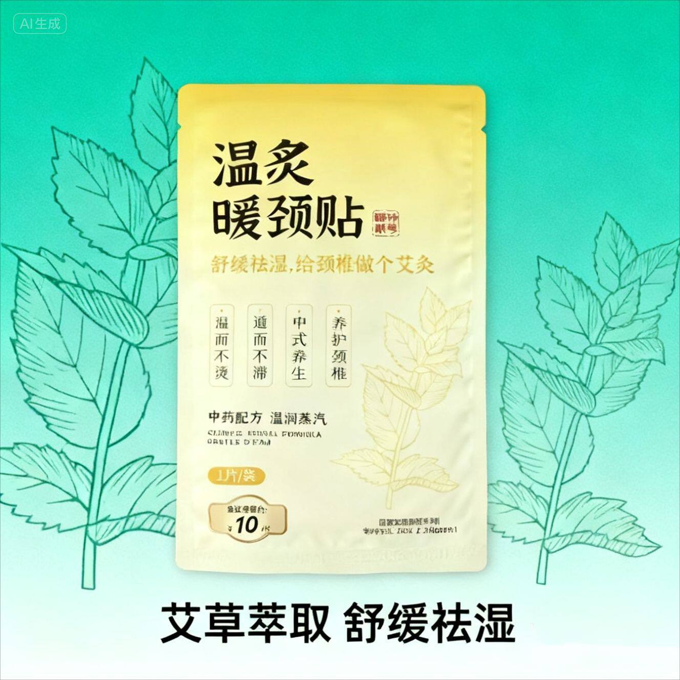 艾草生姜暖颈贴温灸热敷贴舒缓祛湿肩颈部通用艾灸贴护颈暖贴