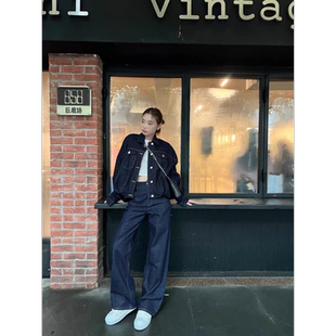 爆款 高腰显瘦修身 299 女新款 宽松小阔腿 M品牌复古直筒牛仔裤