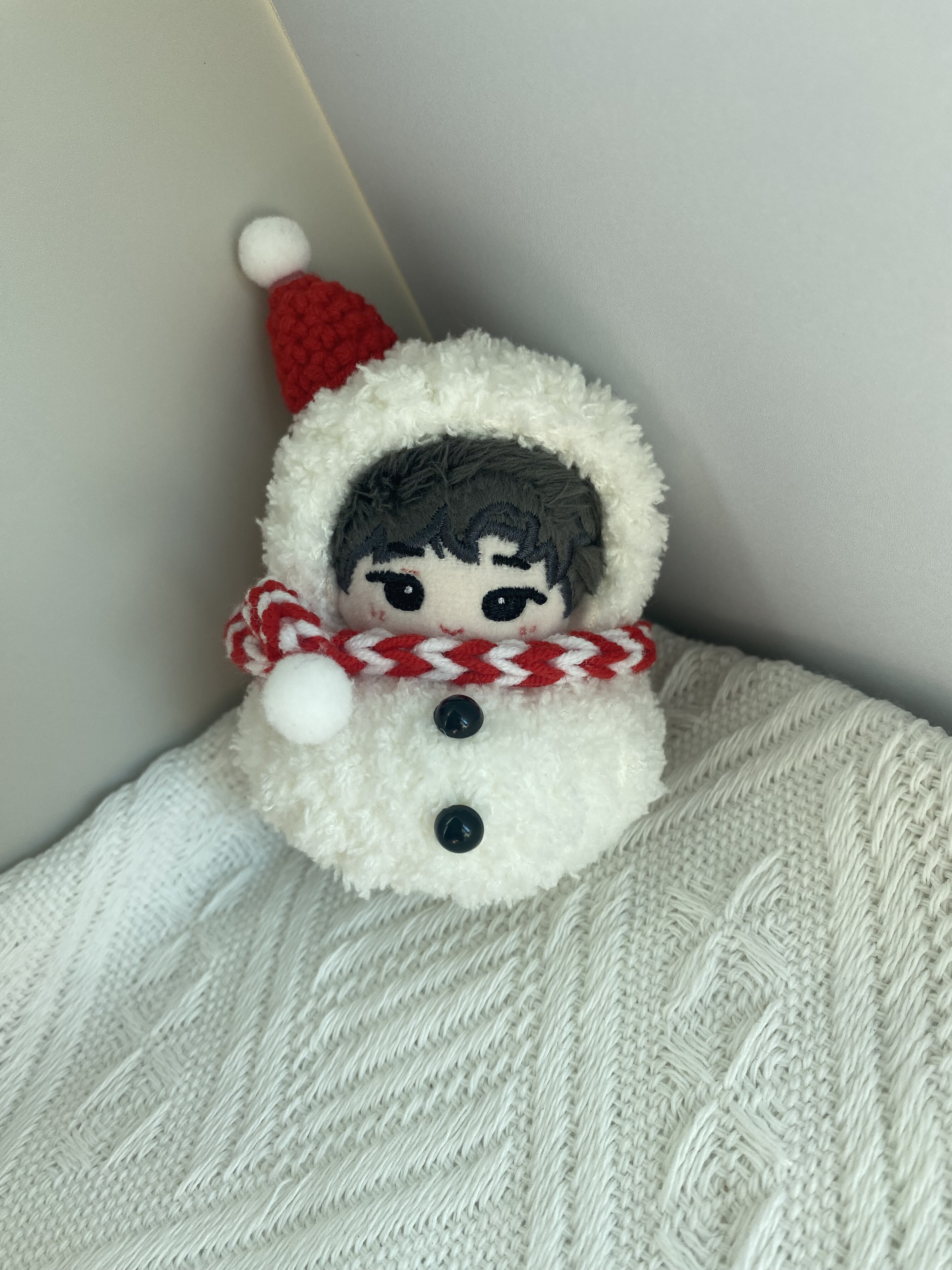 手作娃衣5cm圣诞雪人娃衣芝麻小圆子棉花娃娃衣服连体衣睡袋围巾