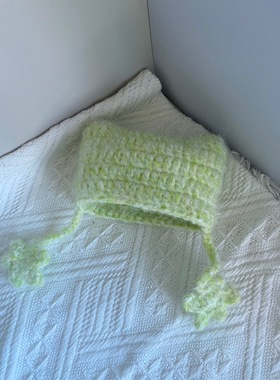 10cm明星玩偶娃衣崔圭演唱会同款猫耳帽混线手工编织帽子绿色