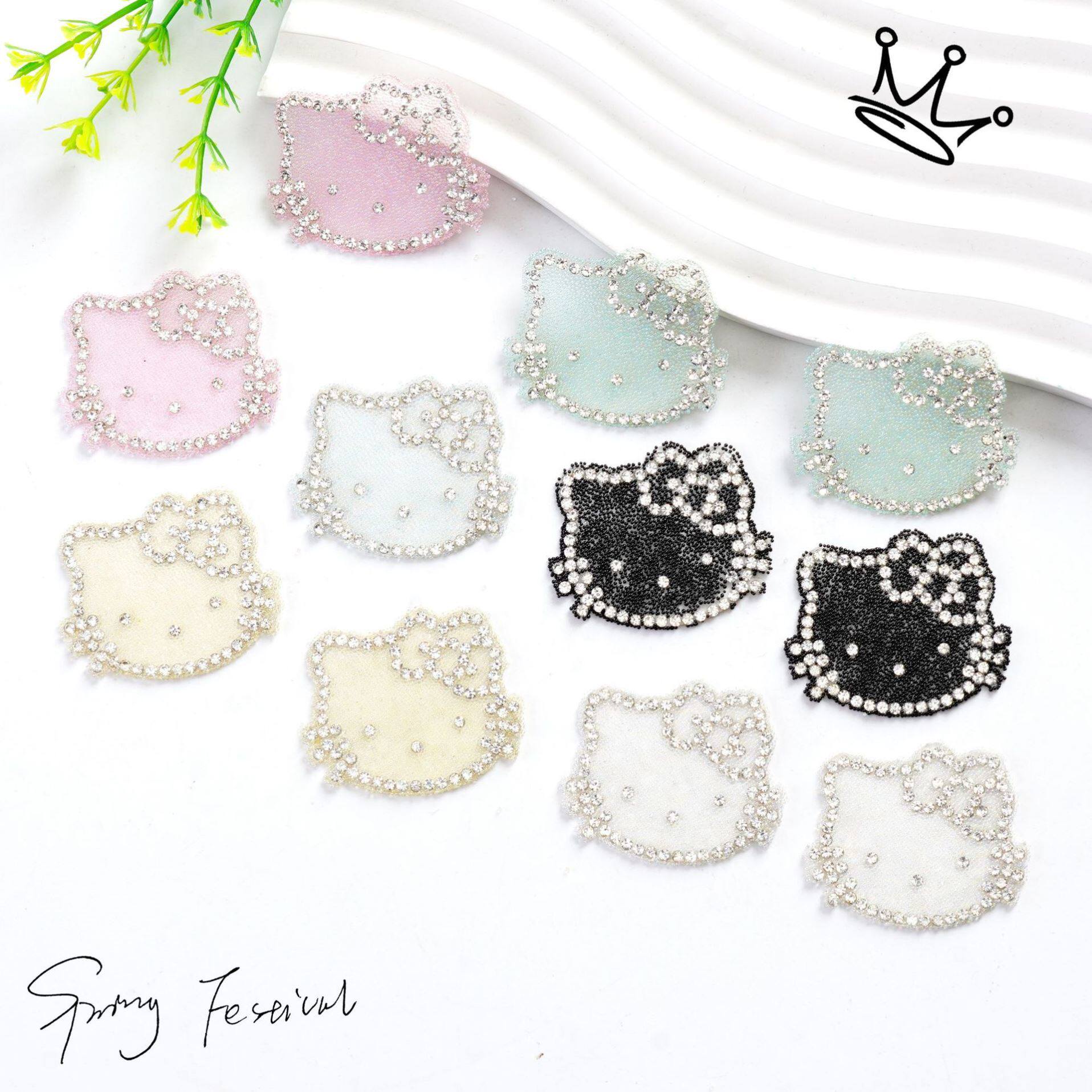 卡通水钻diy材料动物布贴自粘贴钻时尚鞋帽装饰辅料补丁贴