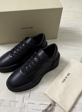 2025新款FOG CRAZ Y8th 第八季纯黑休闲高街风皮鞋牛皮厚底板鞋男