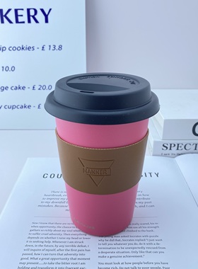 食品级manner咖啡杯盖随手杯硅胶杯盖防漏杯盖带吸管孔茶杯防尘盖