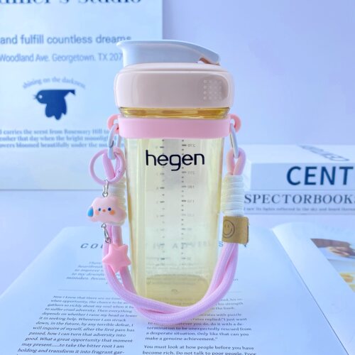 适配hegen奶瓶杯子挂绳宝宝拉绳配件粉色手提挂绳吸管杯提手杯套