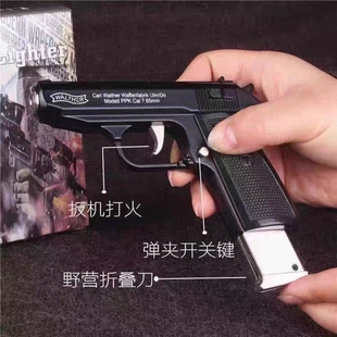 军事博物馆个性创意打火机精品男生金属充气防风枪型不可发射1:5