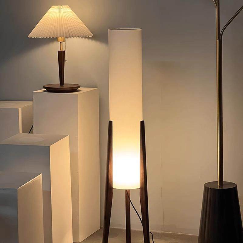 原木新中式禅意落地灯美式复古胡桃木色客厅沙发实木日式侘寂风灯