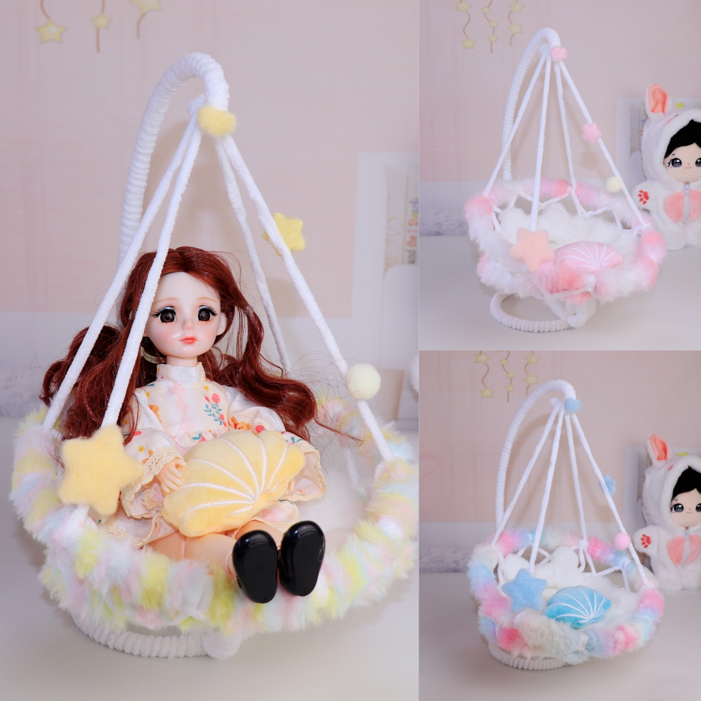 bjd6分12分娃用吊椅棉花娃娃吊篮