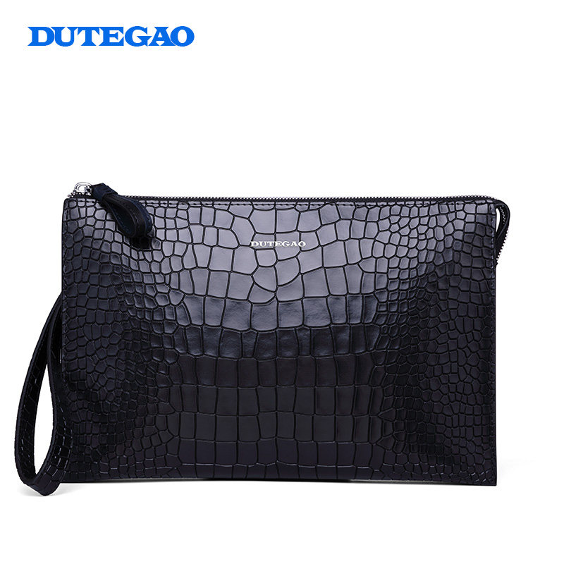 鳄鱼纹真皮休闲风男士手包