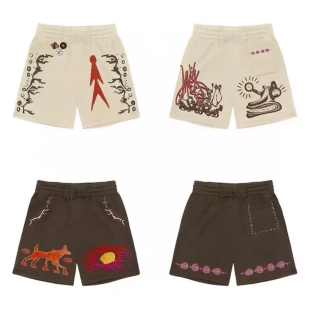 Travis Scott Cactus Jack Character Sun 嘻哈男女休闲运动短裤