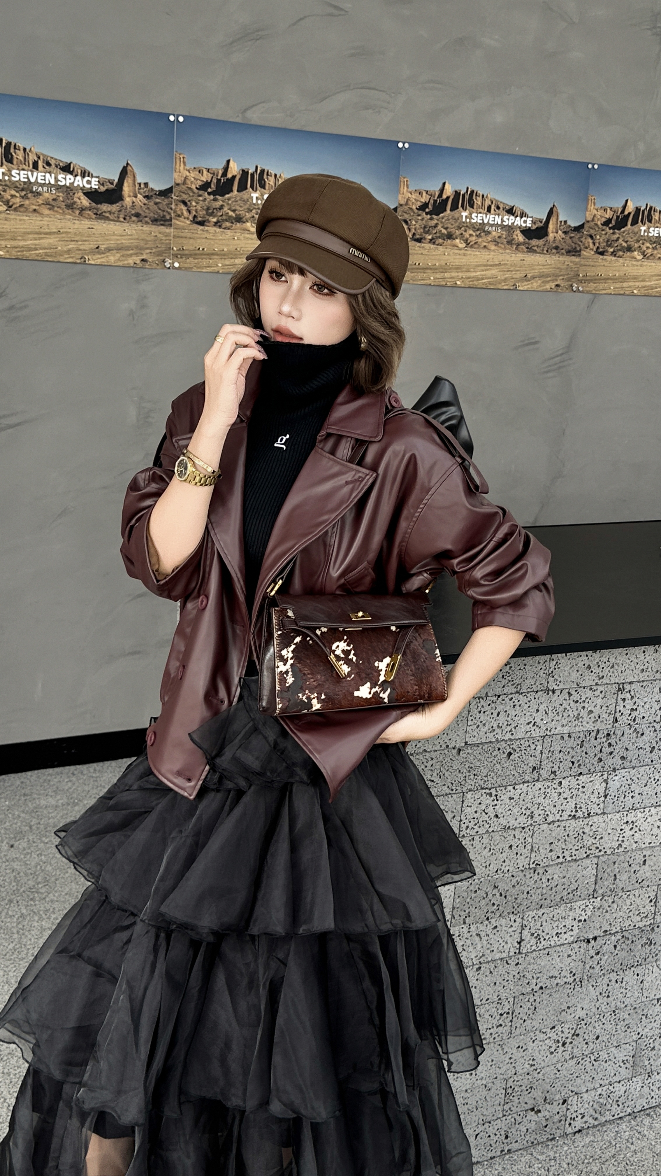 乐花惜时女包小凯莉马毛单肩斜挎