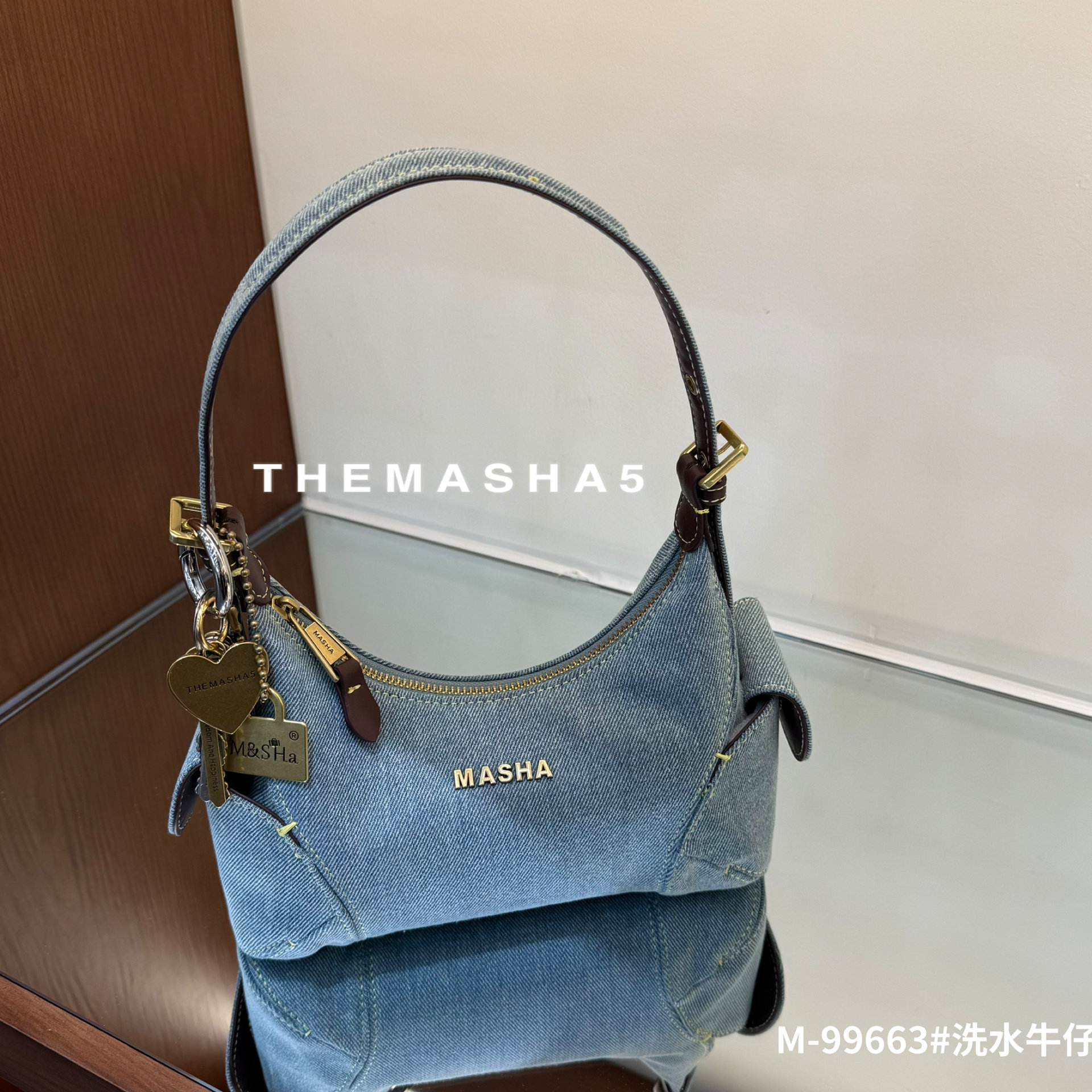 玛莎2026新款女包高级感牛仔布手提腋下饺子包时尚百搭单肩斜挎包
