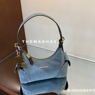 玛莎2026新款女包高级感牛仔布手提腋下饺子包时尚百搭单肩斜挎包