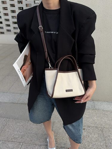 同丰女包小花篮亚麻手提单肩斜挎