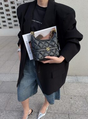 同丰女包小链条hobo单肩斜挎绣线