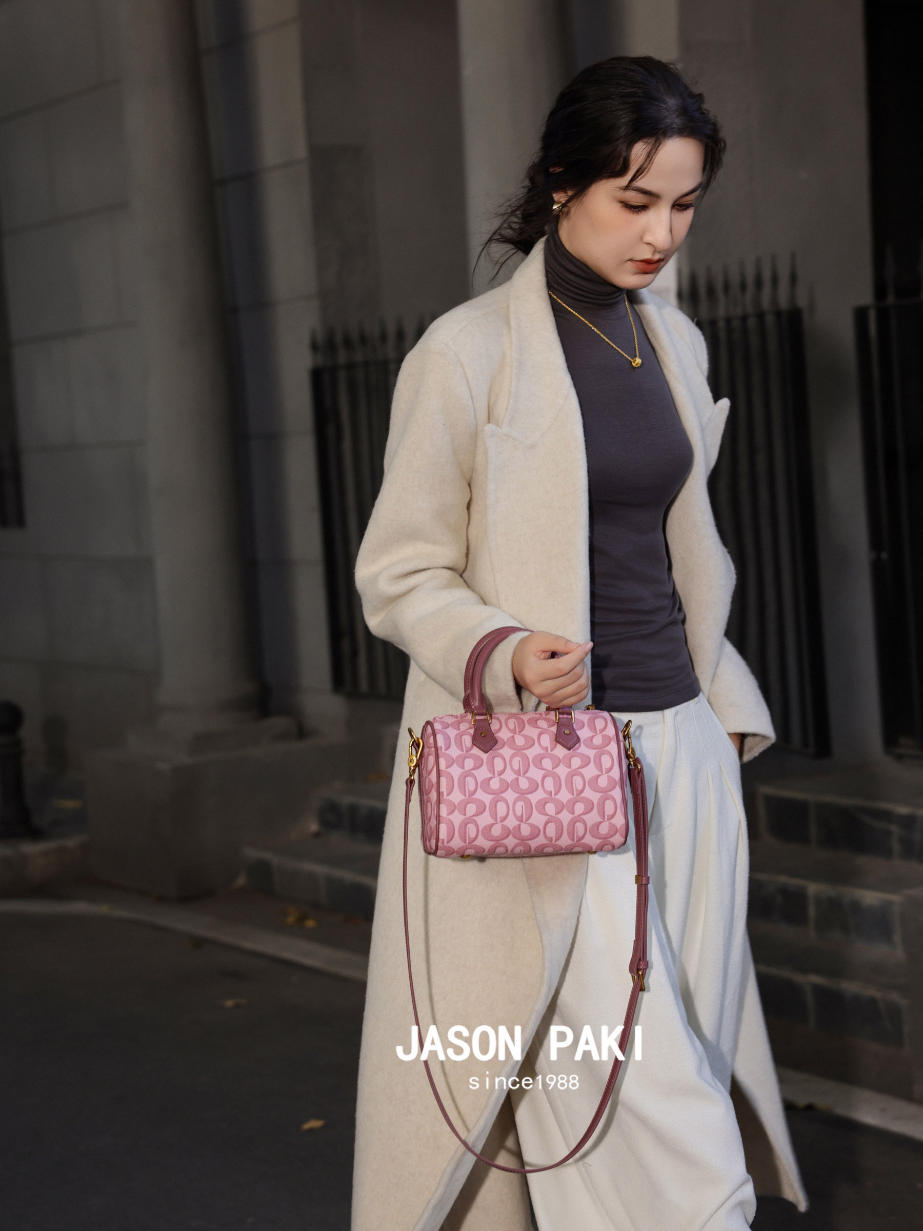 杰森柏奇女包玫瑰粉波士顿包小