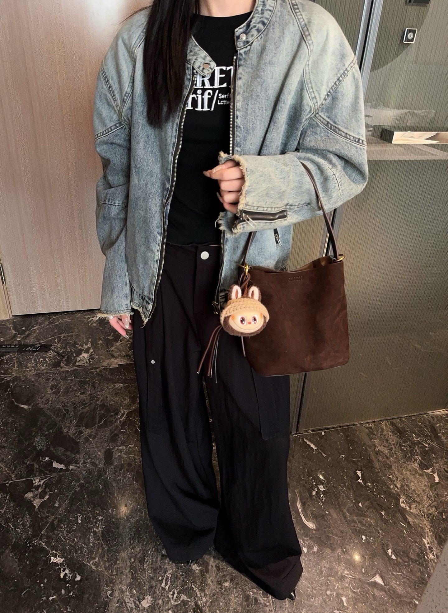 同丰女包小磨砂皮水桶单肩斜挎潮