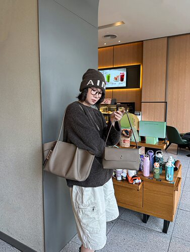 美缇女包大容量托特单肩荔枝纹潮