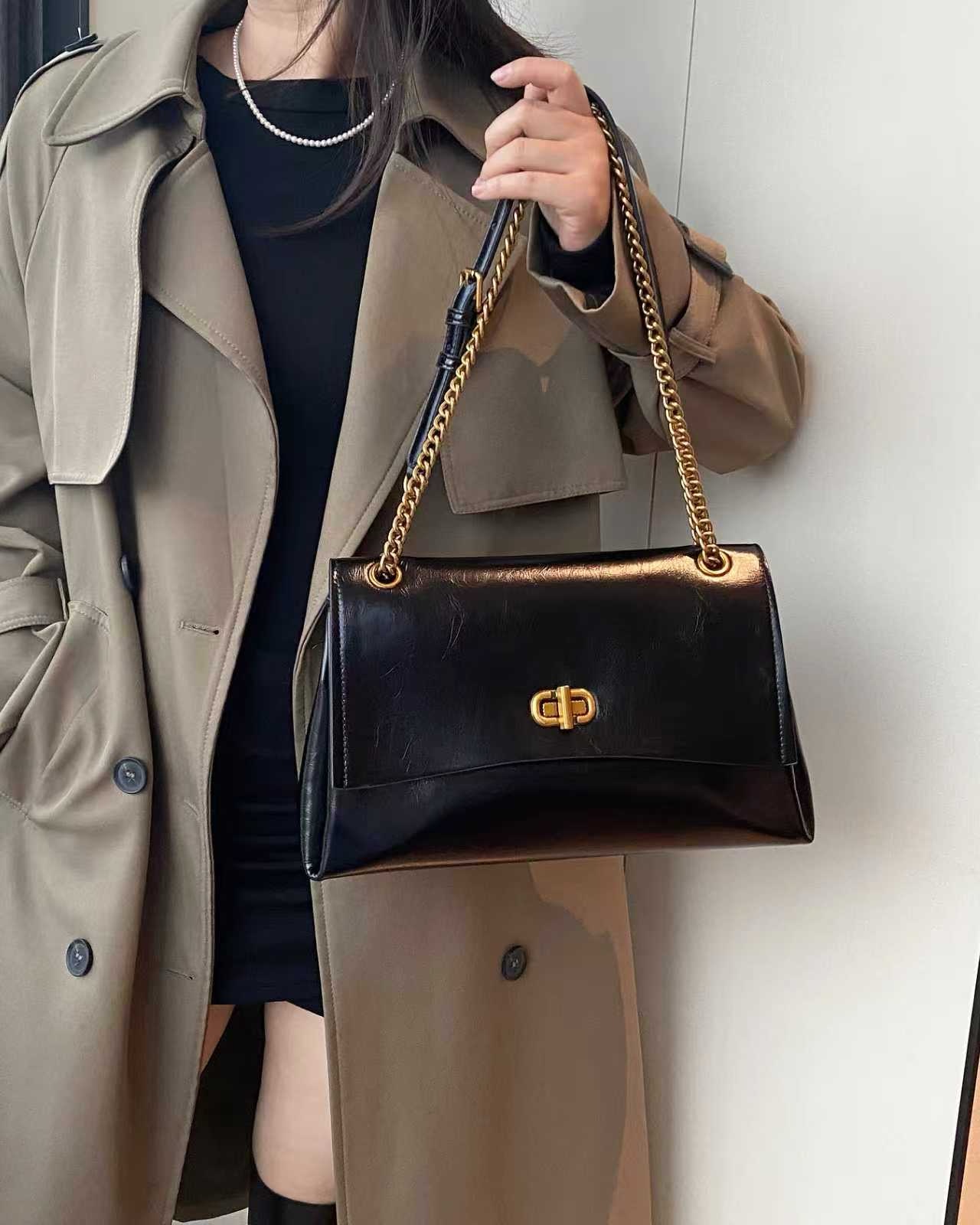 美缇女包油蜡腋下链条单肩斜挎潮