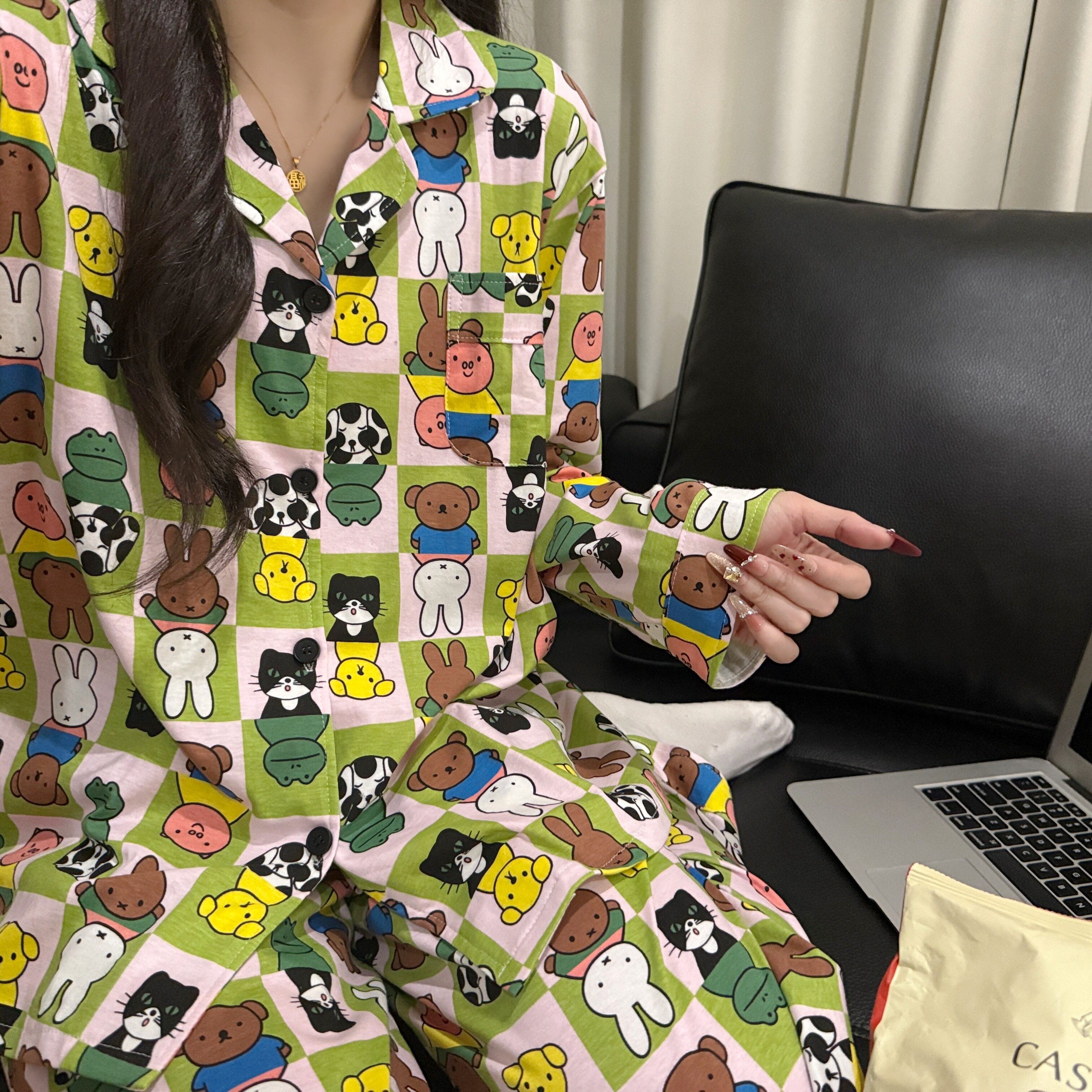 2026新款卡通纯棉睡衣女款春秋长袖可外穿休闲宽松家居服套装冬季