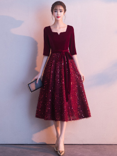 敬酒服新娘2025新款 红裙日常结婚订婚连衣裙酒红色领证晚礼服裙女