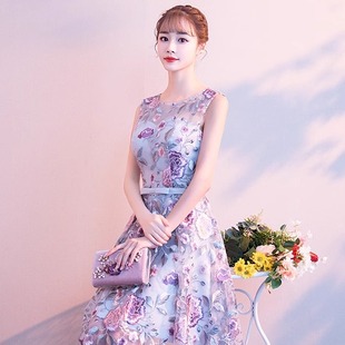 法式高端轻奢小众晚礼服女晚宴会主持人绝美高级感灰色公主裙短款