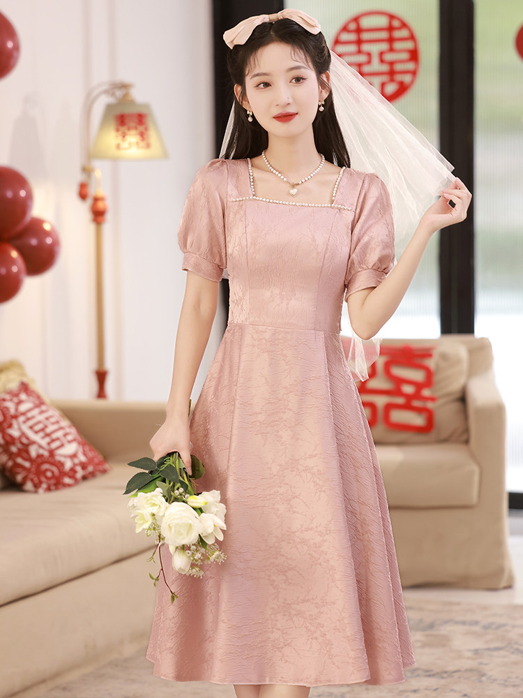 小晚礼服粉色平时可穿法式图片