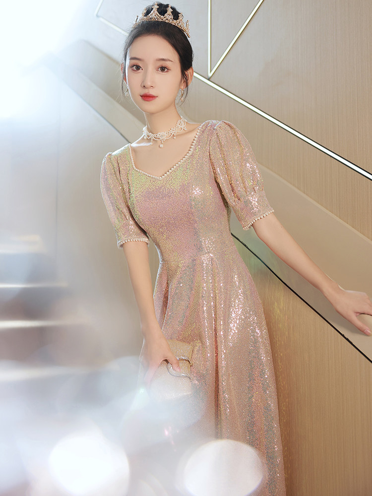 小众主持人高定短袖法式年会艺考图片