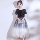 晚礼服毕业新款 藏青色小礼服高端平时可穿学生演出宴会气质连衣裙