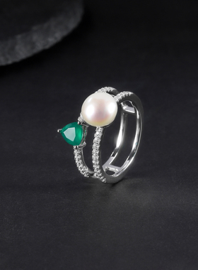 时尚轻奢S925银高级感复古风vintage小众高颜值纯银淡水珍珠戒指