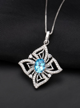 设计感轻奢S925银高颜值欧美复古风气质时尚小众高档纯银项链吊坠