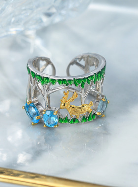 设计师款开口戒指S925银小众欧式