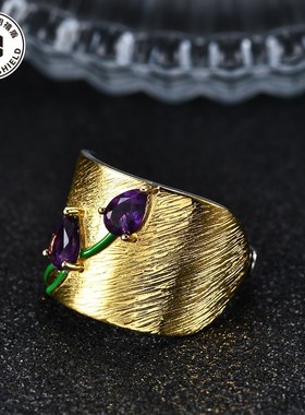 设计师款高级感S925银欧美复古风vintage小众高颜值纯银开口戒指