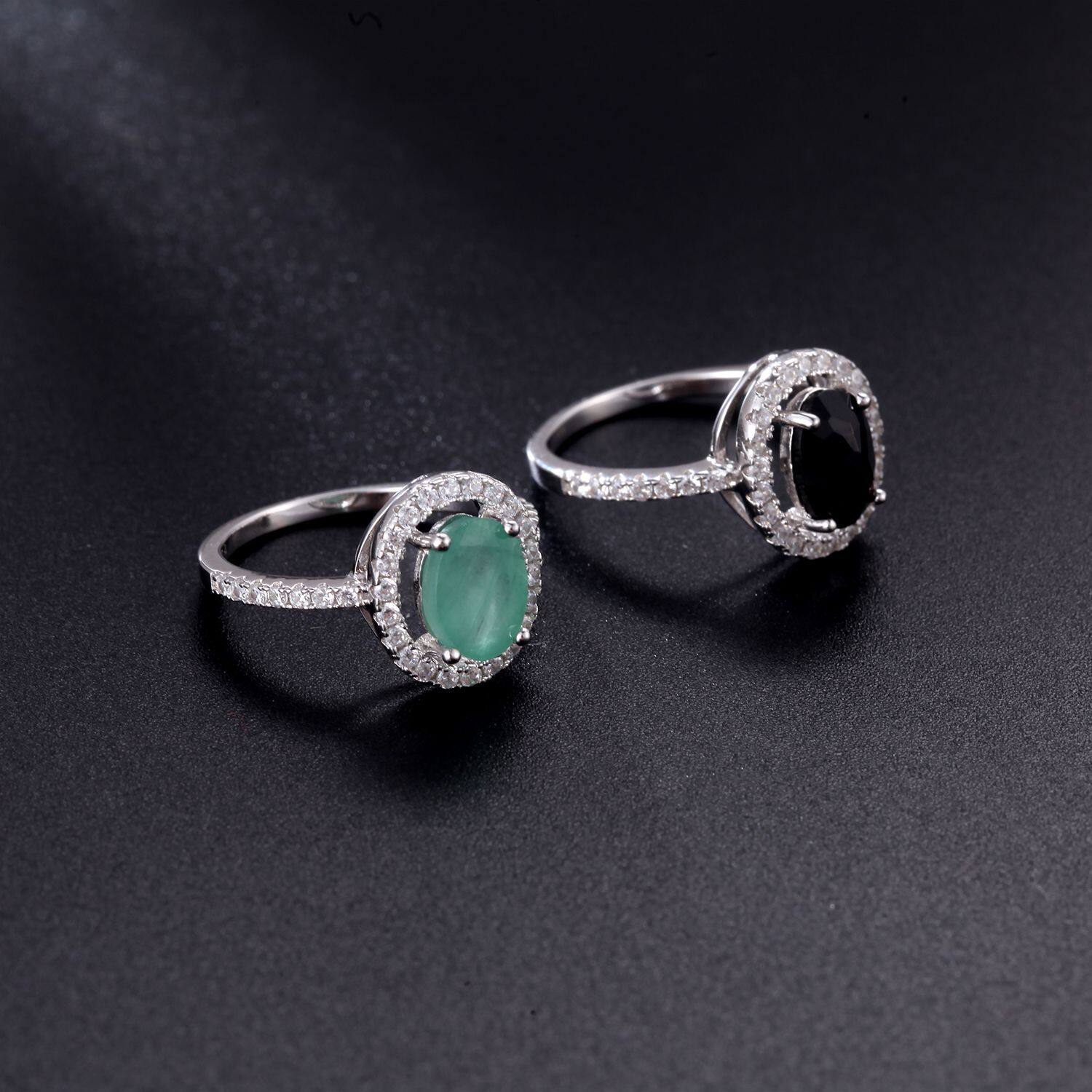 欧美风时尚S925银气质小众复古风vintage高颜值天然彩宝纯银戒指