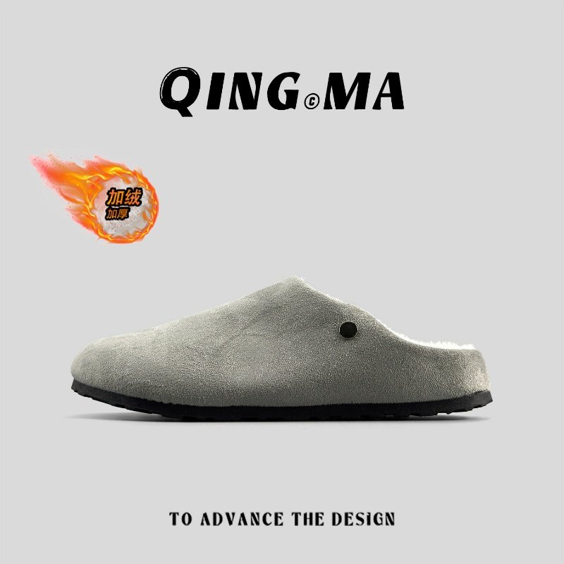 外贸男士勃肯鞋冬季加绒保暖包头拖鞋休闲防滑懒人百搭复古半拖鞋,流行男鞋,包头拖,淘宝优惠券,粉丝福利购,淘宝优惠卷