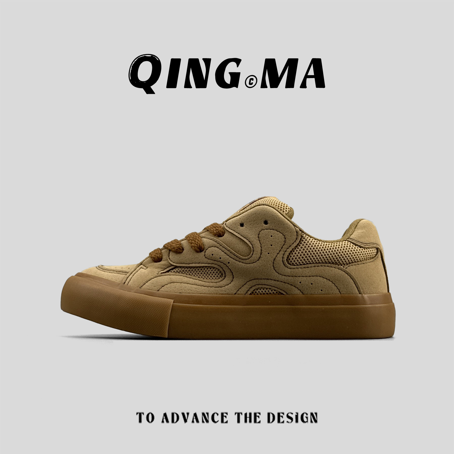 小众复古小麦色休闲板鞋厚底