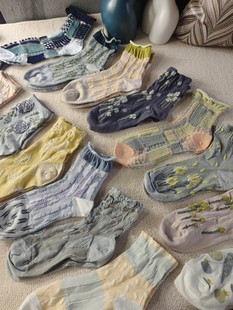 绝美X下风格森系花卉客供面料薄款女袜