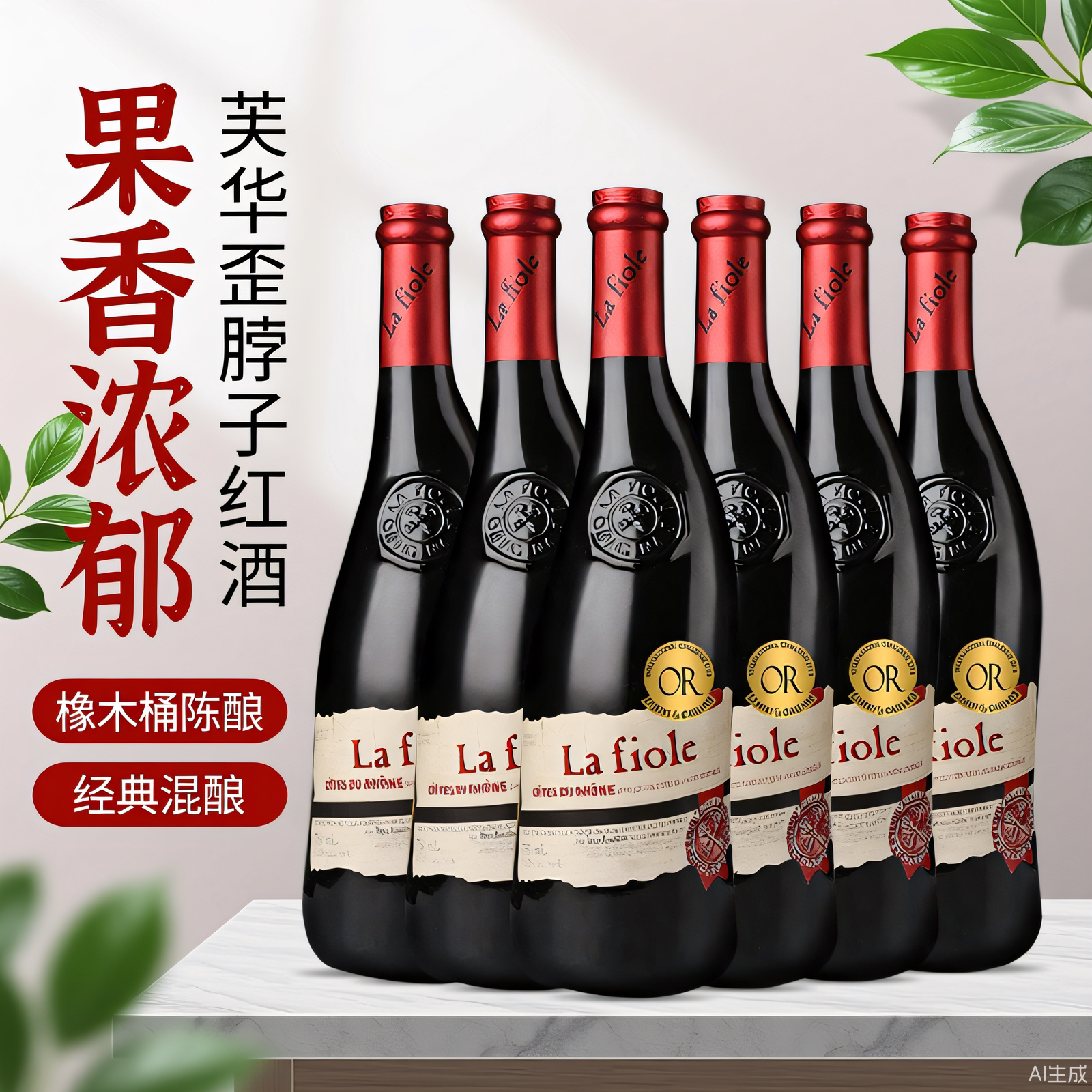 连续3年金奖 法国原瓶进口红酒 芙华隆和歪脖子干红葡萄酒6瓶整箱