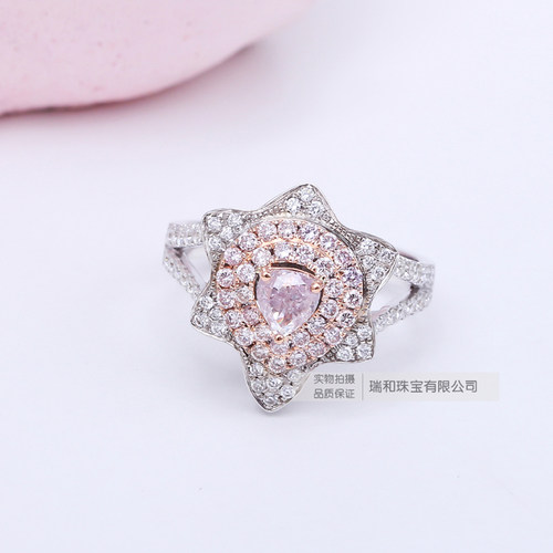 天然绿钻戒指结婚女款白金