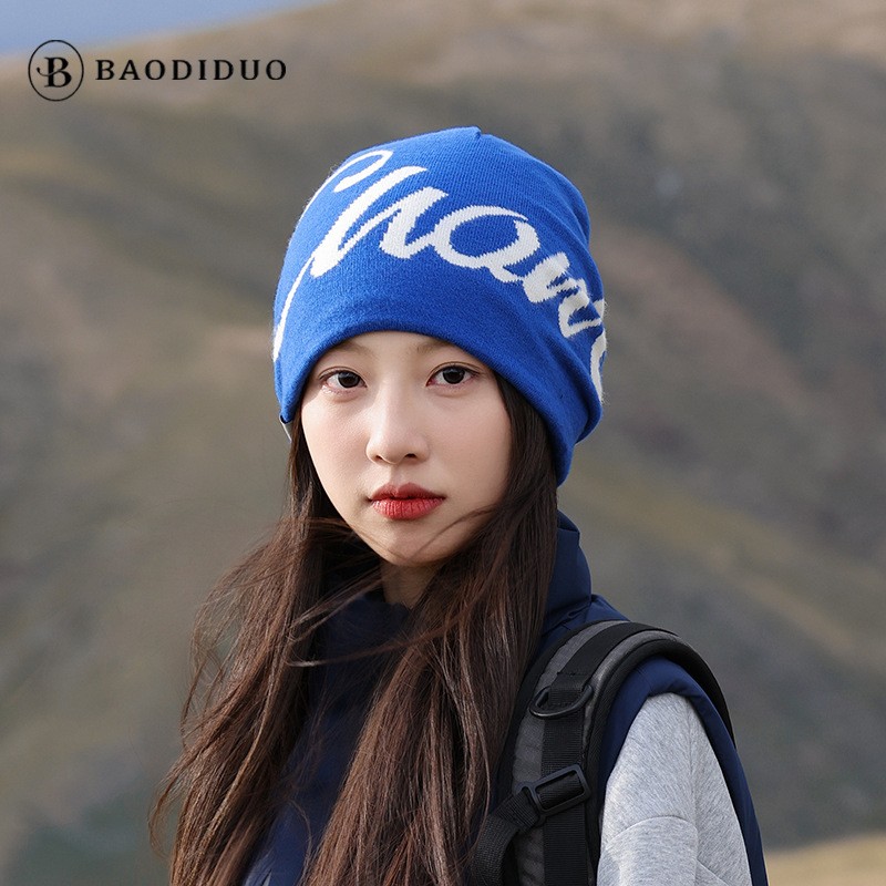 秋冬美式字母保暖针织帽男