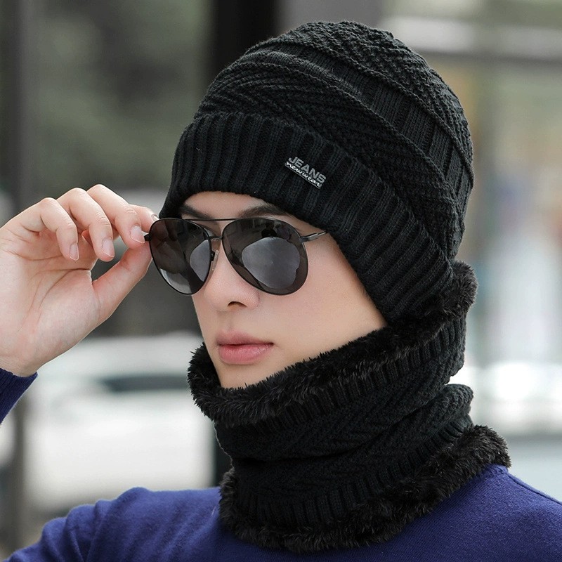 帽子男冬天保暖针织毛线加