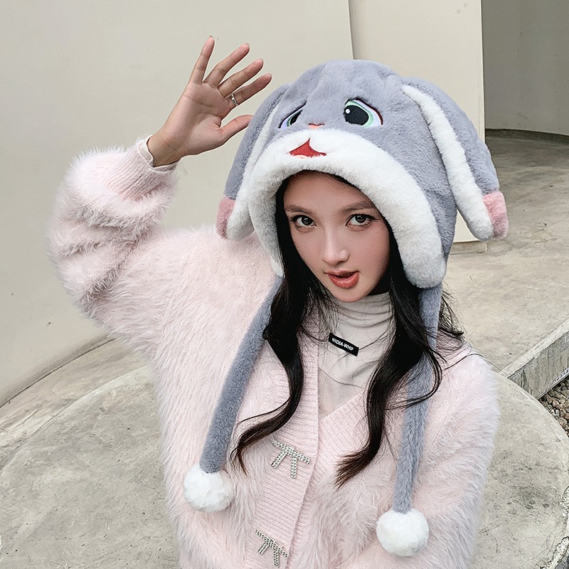 卡通可爱俏皮兔耳朵保暖护