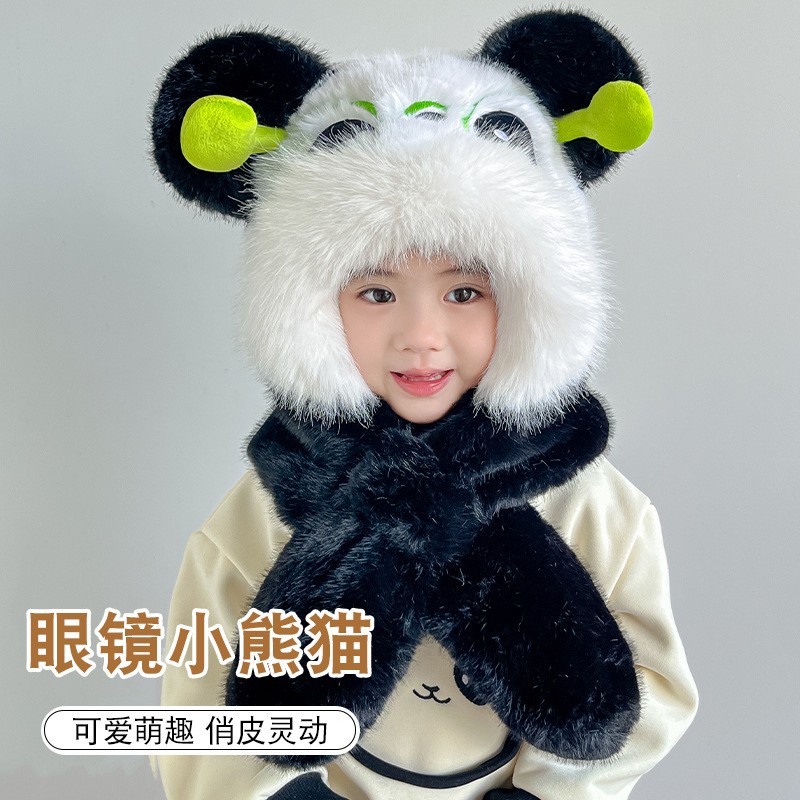 宝加厚帽子围巾一体秋冬款