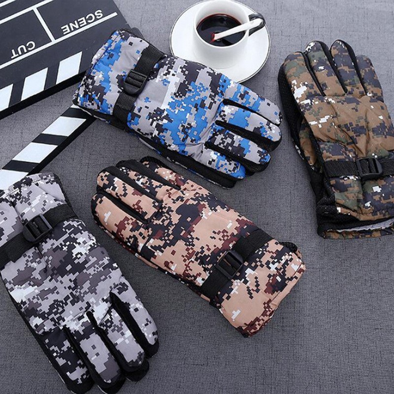 秋冬季时尚户外骑行防风防寒滑雪耐磨棉防滑加绒加厚保暖手套